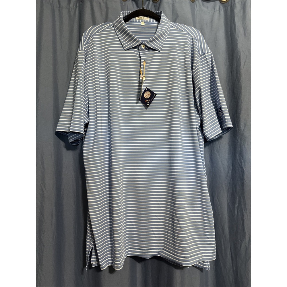 Peter Millar Dunnes Performance Polo XXL Blue Stripe MLB Genuine NWT